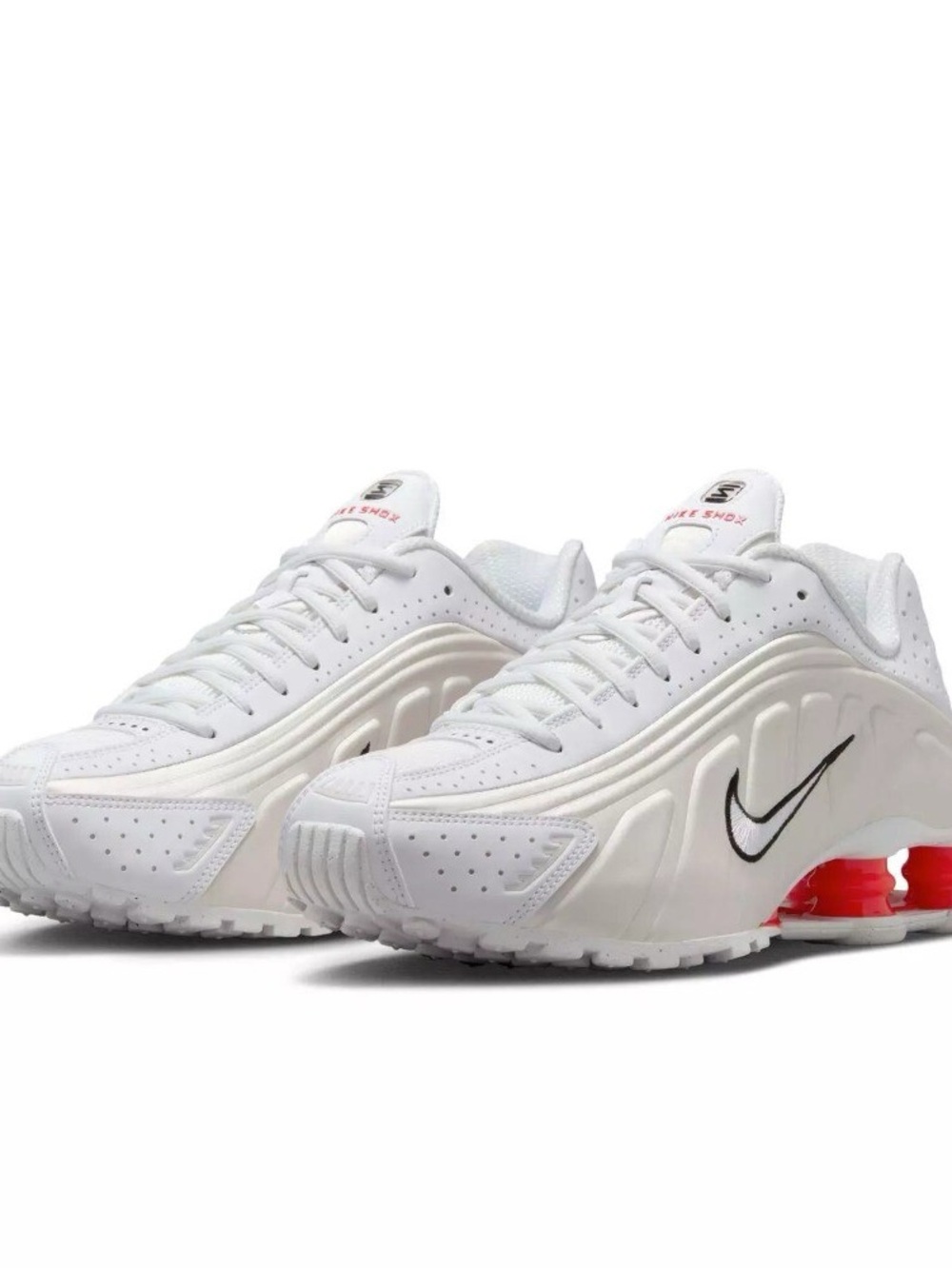 Nike womens shox R4 White Phantom Picante Red Sneaker Size 6 or 4.5 Youth BNIB - Picture 4 of 7